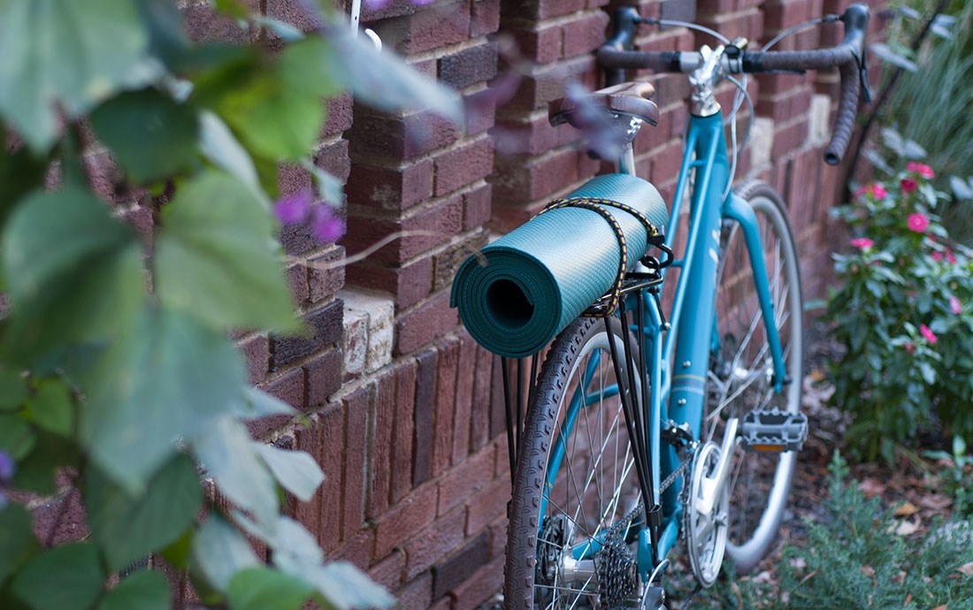 Yoga Mat on a Bike Rack 